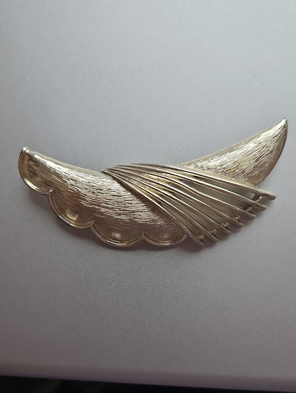 Vintage Coro Pegasus Gold-Tone Sculpted Wing Brooch Signed